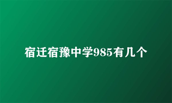 宿迁宿豫中学985有几个