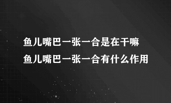 鱼儿嘴巴一张一合是在干嘛 鱼儿嘴巴一张一合有什么作用