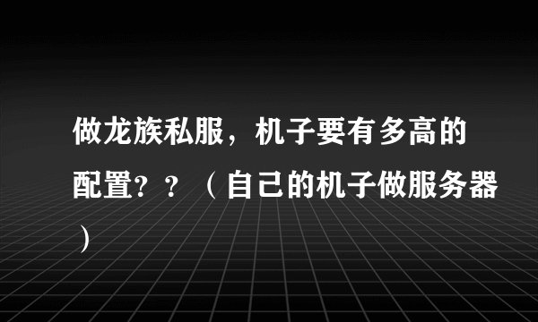 做龙族私服，机子要有多高的配置？？（自己的机子做服务器）