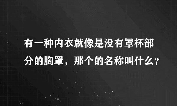 有一种内衣就像是没有罩杯部分的胸罩，那个的名称叫什么？