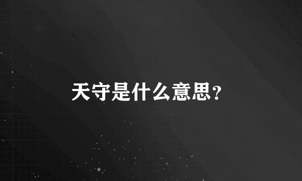 天守是什么意思？