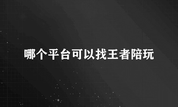 哪个平台可以找王者陪玩