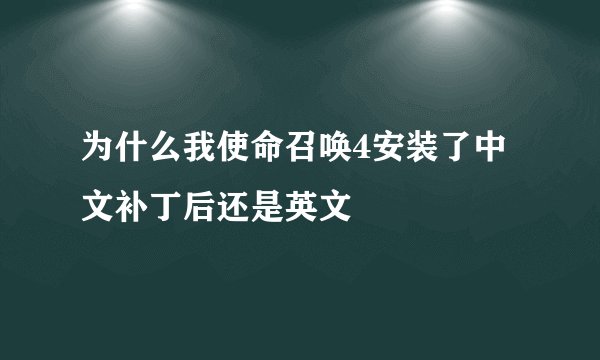 为什么我使命召唤4安装了中文补丁后还是英文