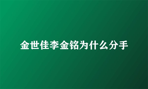 金世佳李金铭为什么分手