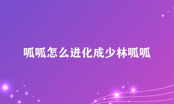 呱呱怎么进化成少林呱呱