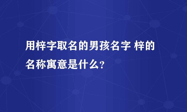 用梓字取名的男孩名字 梓的名称寓意是什么？