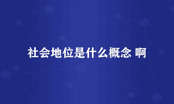 社会地位是什么概念 啊