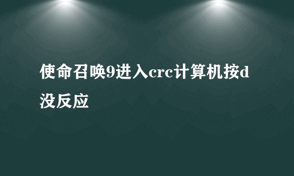 使命召唤9进入crc计算机按d没反应