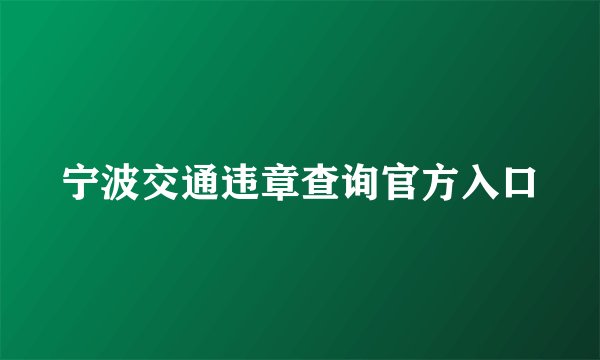 宁波交通违章查询官方入口