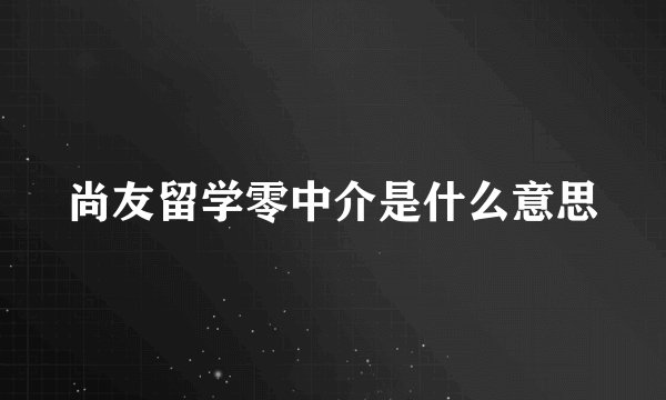 尚友留学零中介是什么意思