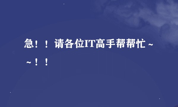 急！！请各位IT高手帮帮忙～～！！