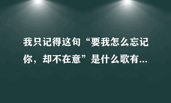 我只记得这句“要我怎么忘记你，却不在意”是什么歌有这么一段歌词