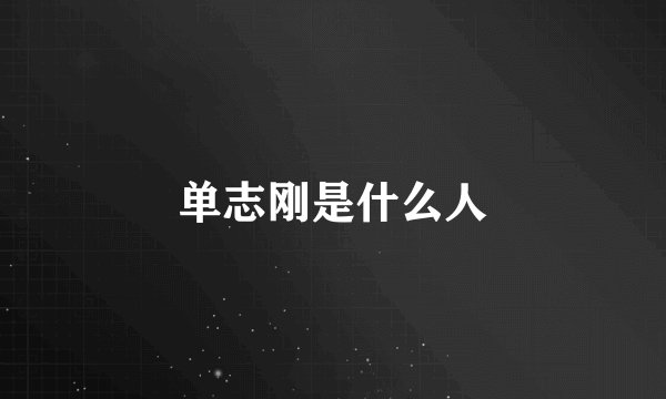 单志刚是什么人