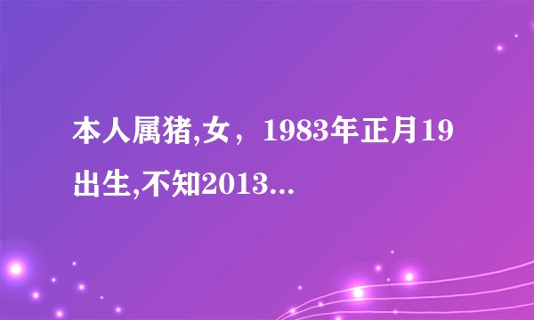 本人属猪,女，1983年正月19出生,不知2013年运势如何