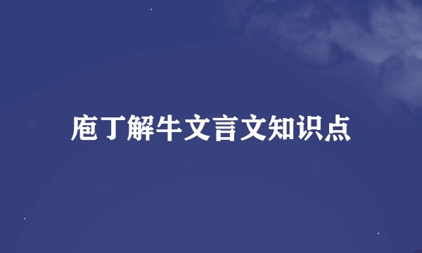 庖丁解牛文言文知识点