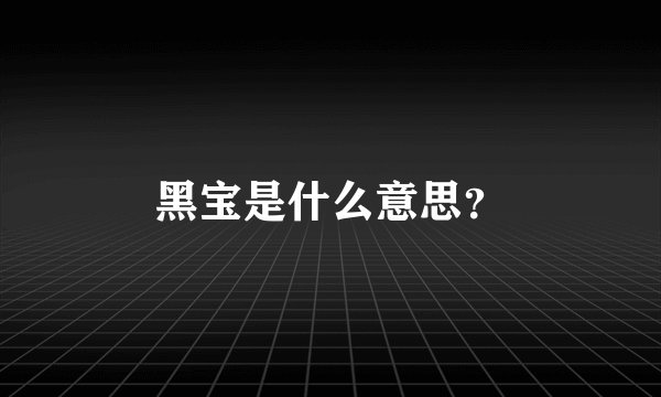 黑宝是什么意思？