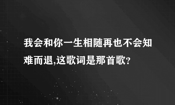 我会和你一生相随再也不会知难而退,这歌词是那首歌？