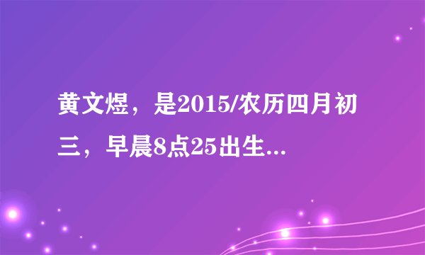 黄文煜，是2015/农历四月初三，早晨8点25出生，这名多少分