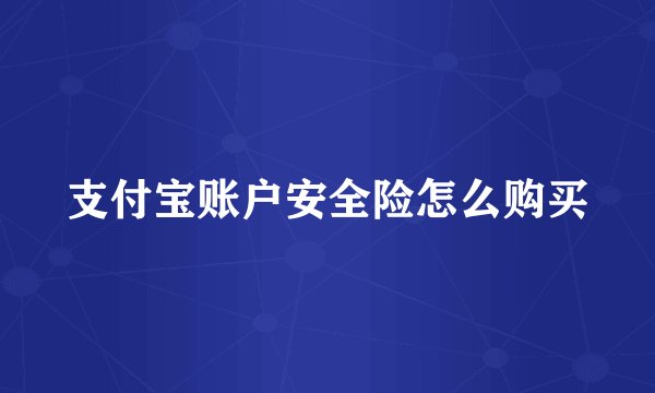 支付宝账户安全险怎么购买