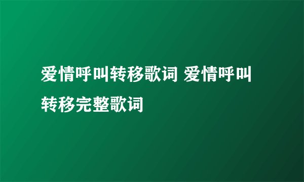 爱情呼叫转移歌词 爱情呼叫转移完整歌词