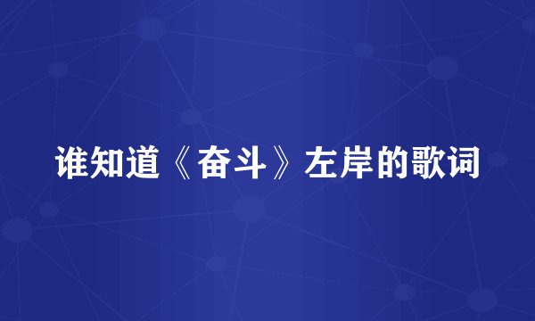 谁知道《奋斗》左岸的歌词