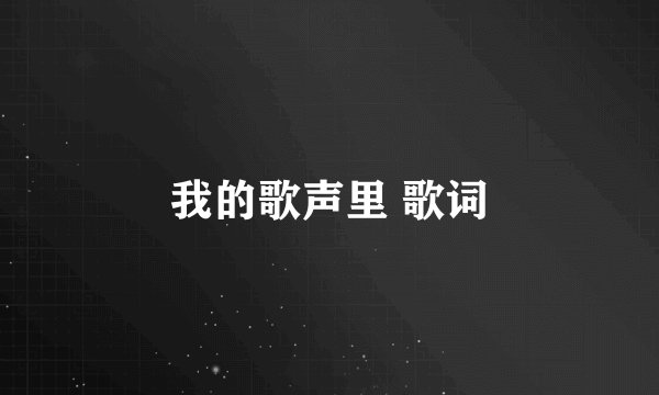 我的歌声里 歌词