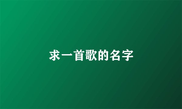 求一首歌的名字