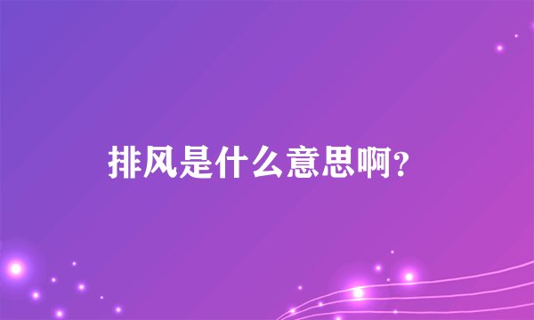 排风是什么意思啊？
