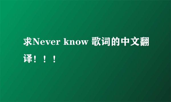 求Never know 歌词的中文翻译！！！