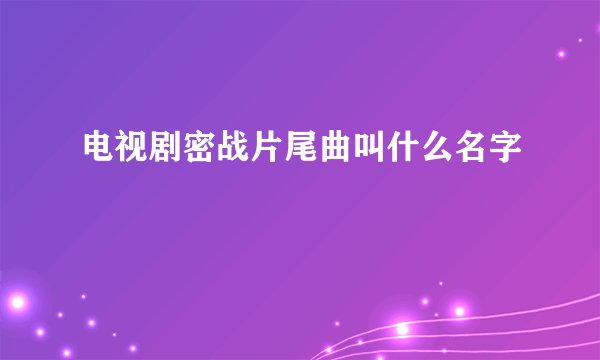 电视剧密战片尾曲叫什么名字