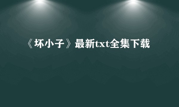 《坏小子》最新txt全集下载