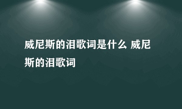威尼斯的泪歌词是什么 威尼斯的泪歌词