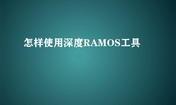 怎样使用深度RAMOS工具