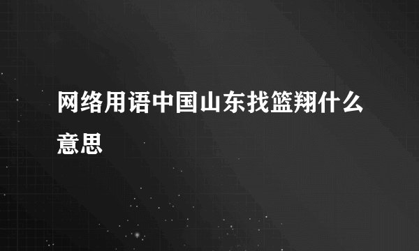 网络用语中国山东找篮翔什么意思