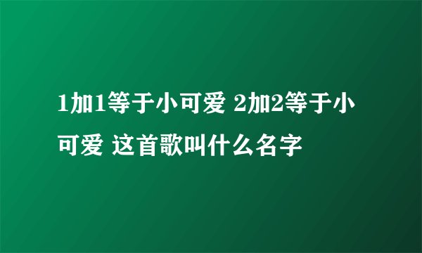1加1等于小可爱 2加2等于小可爱 这首歌叫什么名字