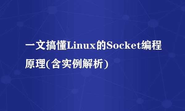 一文搞懂Linux的Socket编程原理(含实例解析)