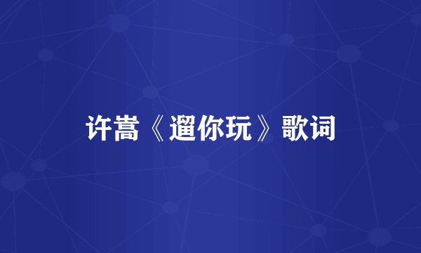 许嵩《遛你玩》歌词