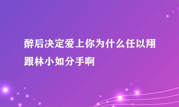 醉后决定爱上你为什么任以翔跟林小如分手啊