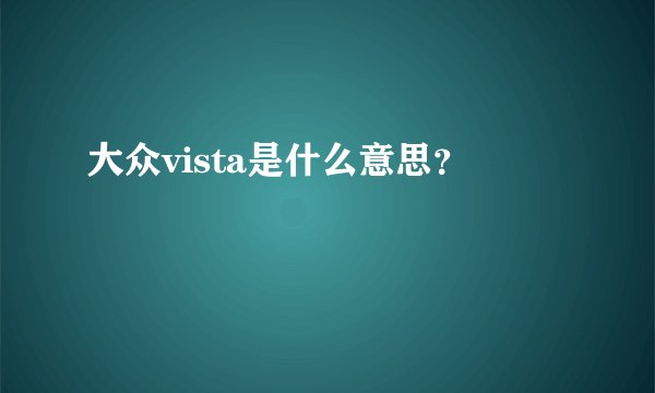 大众vista是什么意思？
