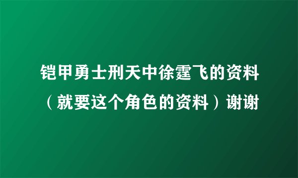 铠甲勇士刑天中徐霆飞的资料（就要这个角色的资料）谢谢
