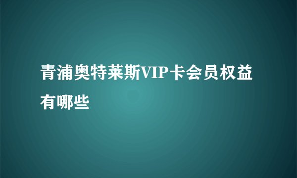 青浦奥特莱斯VIP卡会员权益有哪些
