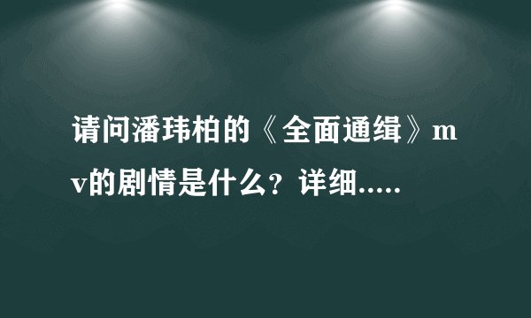 请问潘玮柏的《全面通缉》mv的剧情是什么？详细......谢....