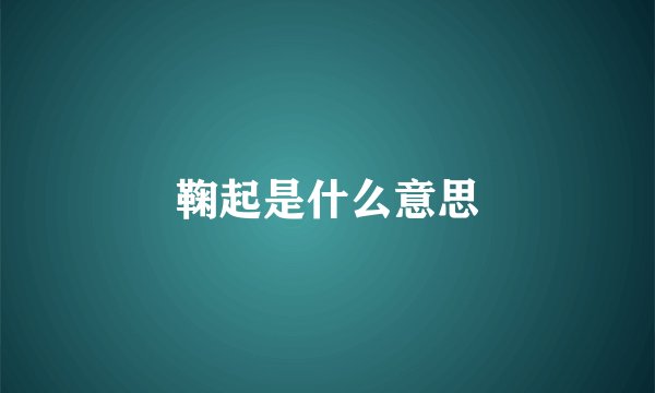 鞠起是什么意思