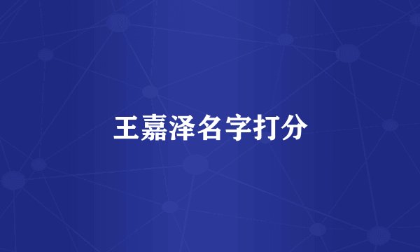 王嘉泽名字打分