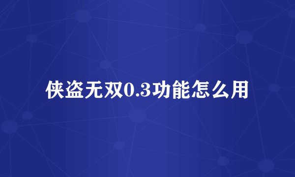侠盗无双0.3功能怎么用