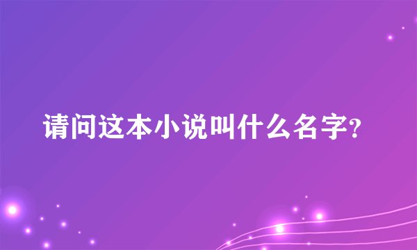 请问这本小说叫什么名字？
