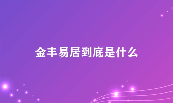 金丰易居到底是什么
