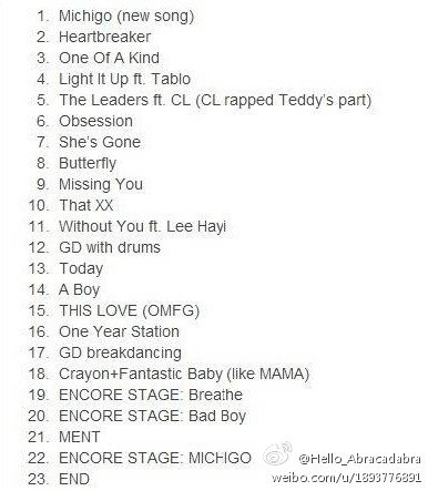 gd在北京的演唱会都唱了什么歌