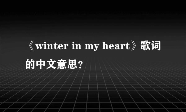 《winter in my heart》歌词的中文意思？
