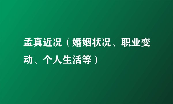 孟真近况（婚姻状况、职业变动、个人生活等）